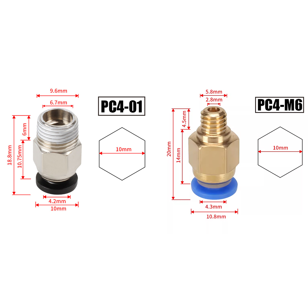 10 Stück/Set PC4-M10 Pneumatis – Ptfe Tape Thread Bewertung und Preis